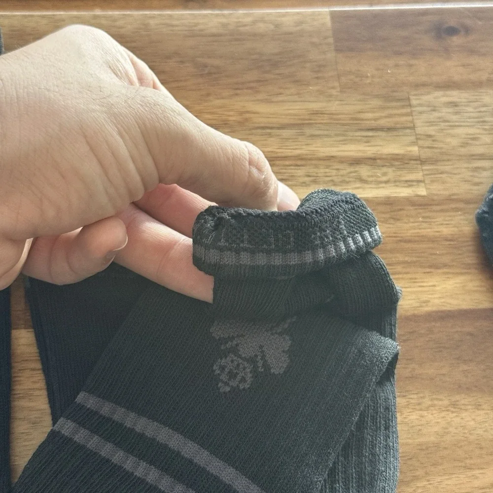 LOT OF 3 Bombas Men's Crew Socks XL Black/Gray Striped Casual Sporty Running NEW